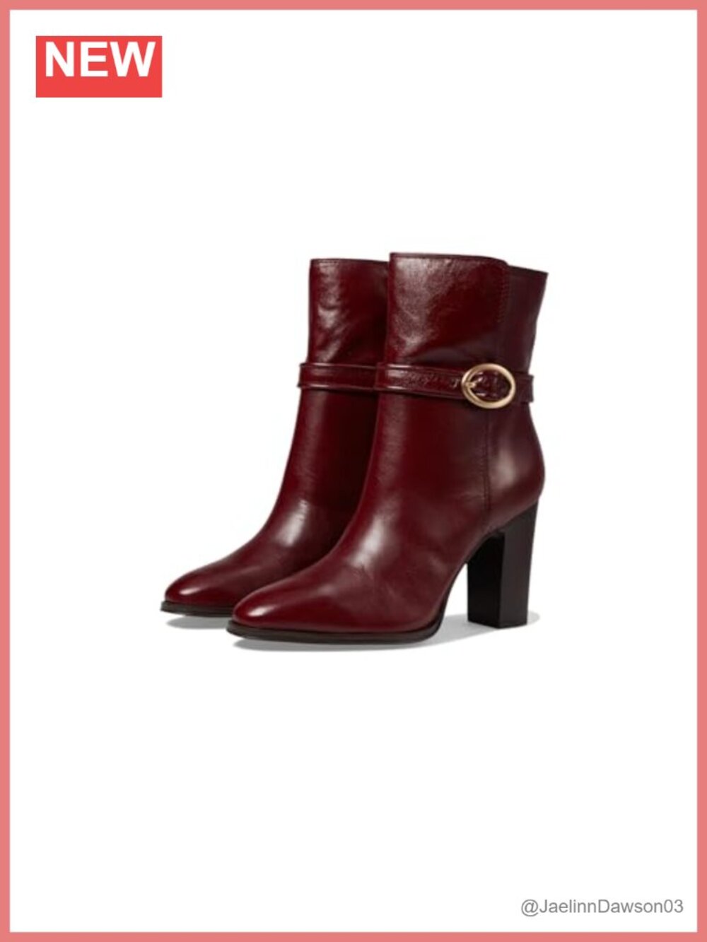 Women's Leather Ankle Booties Heeled Side Zip Buckle Detail Almond Toe